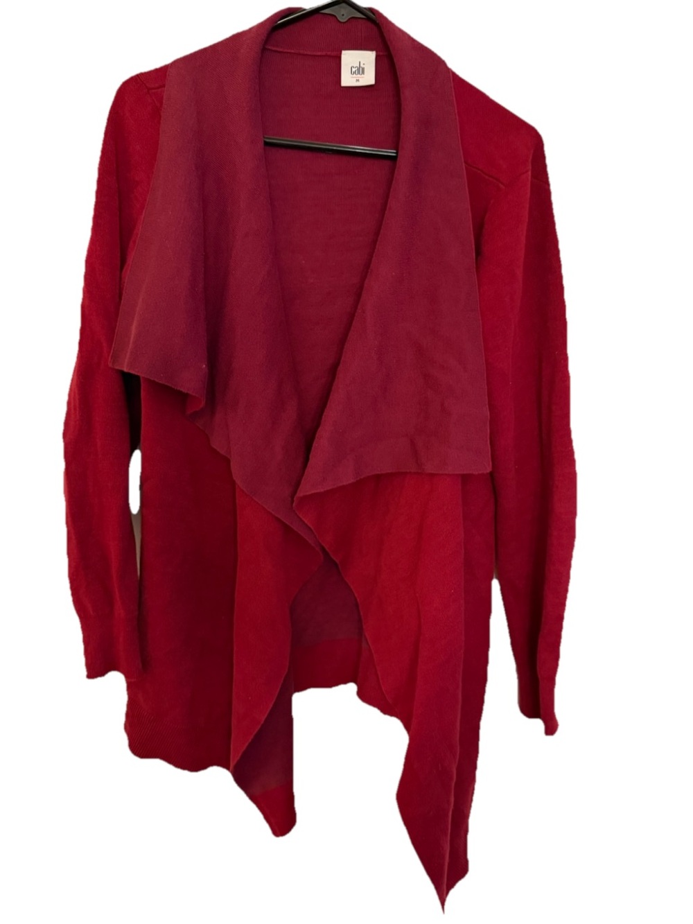CAbi Draped Open Cardigan Waterfall Sweater Med Burgundy Women EXC Cotton Knit